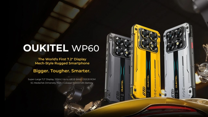 Oukitel представил защищенный смартфон WP60 с 7.2-дюймовым дисплеем и меха-дизайном