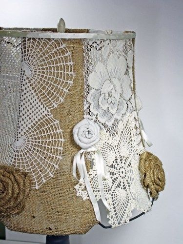 Декор абажура текстилем и кружевом