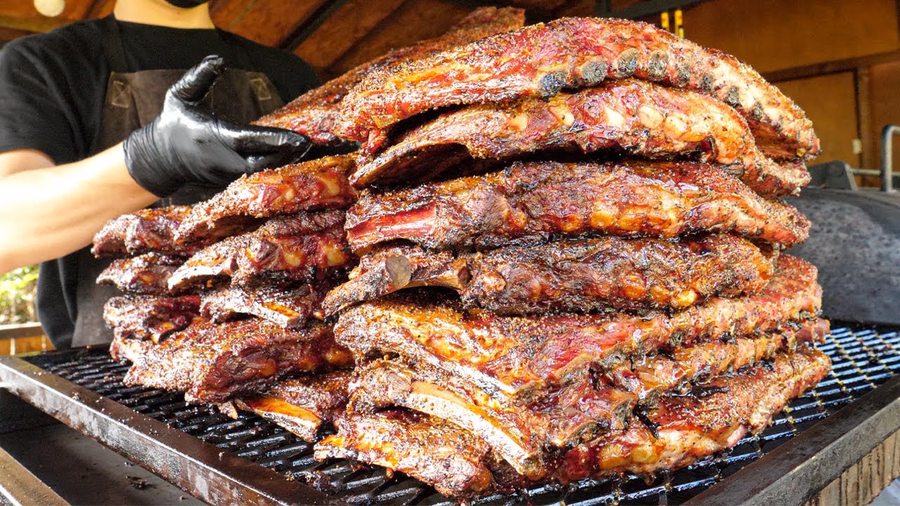 8시간 참나무 훈연 바베큐, 스페어립 / Texas BBQ spare ribs, pork ribs - Korean street food
