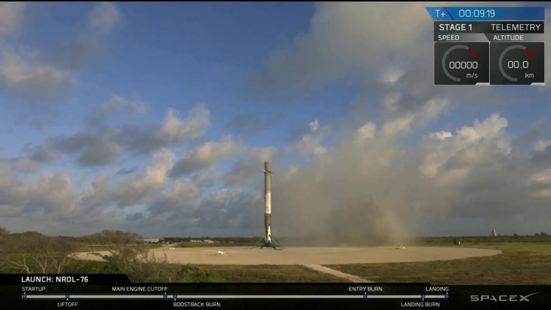 Посадка первой ступени Falcon 9 FT на посадочную зону LZ-1