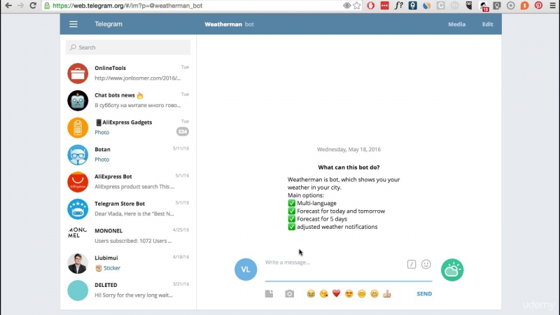 Build a bot for Telegram – Лекция 5