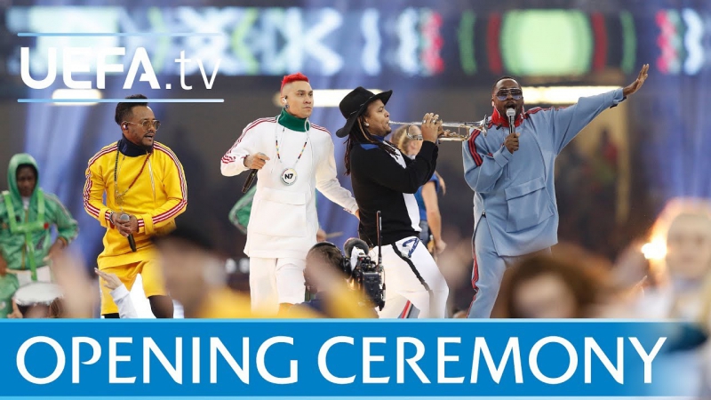 The Black Eyed Peas perform at the UEFA Champions League final opening ceremony