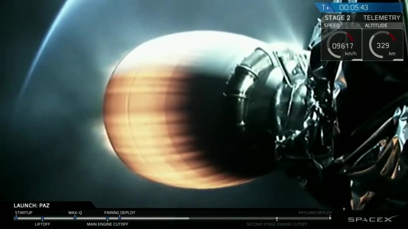 Launch of SpaceX Falcon 9 with New Fairing 2.0 on Spanish PAZ Mission