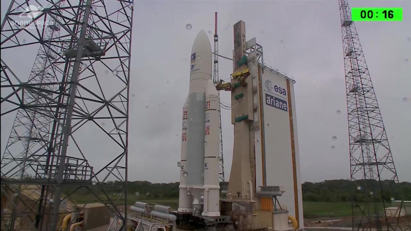 Ariane 5 lifts off from French Guiana with four Galileo spacecraft