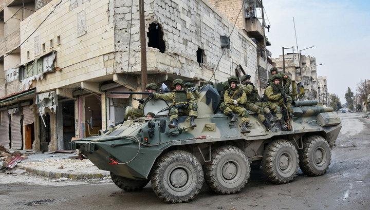 В Алеппо российских военных поздравили с Днем защитника Отечества