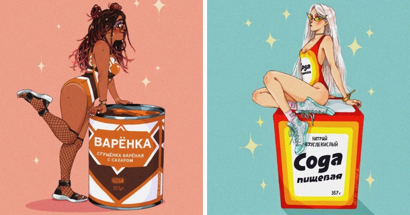 Художница из России представила, как выглядели бы знакомые с детства продукты, будь они людьми